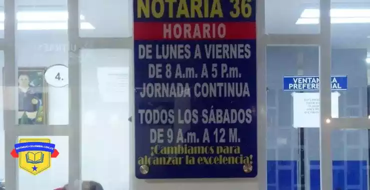 Notaria 36 bogota horarios de atención