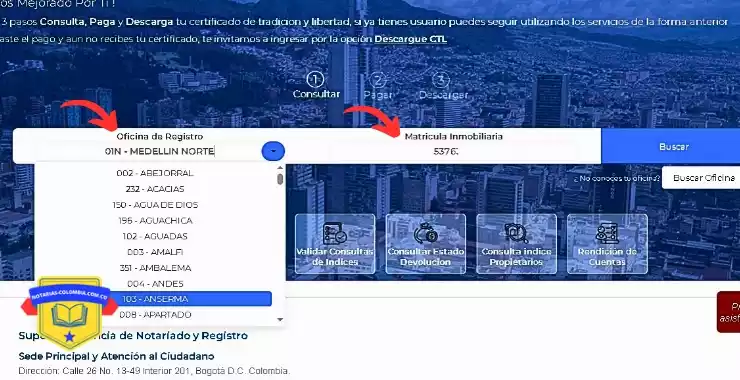 paso 1 donde descargar el certificado de tradicion y libertad