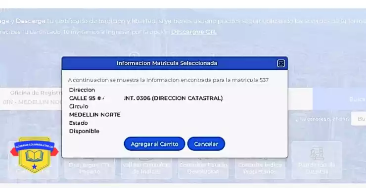 paso 2 como sacar un certificado de libertad y tradición por internet